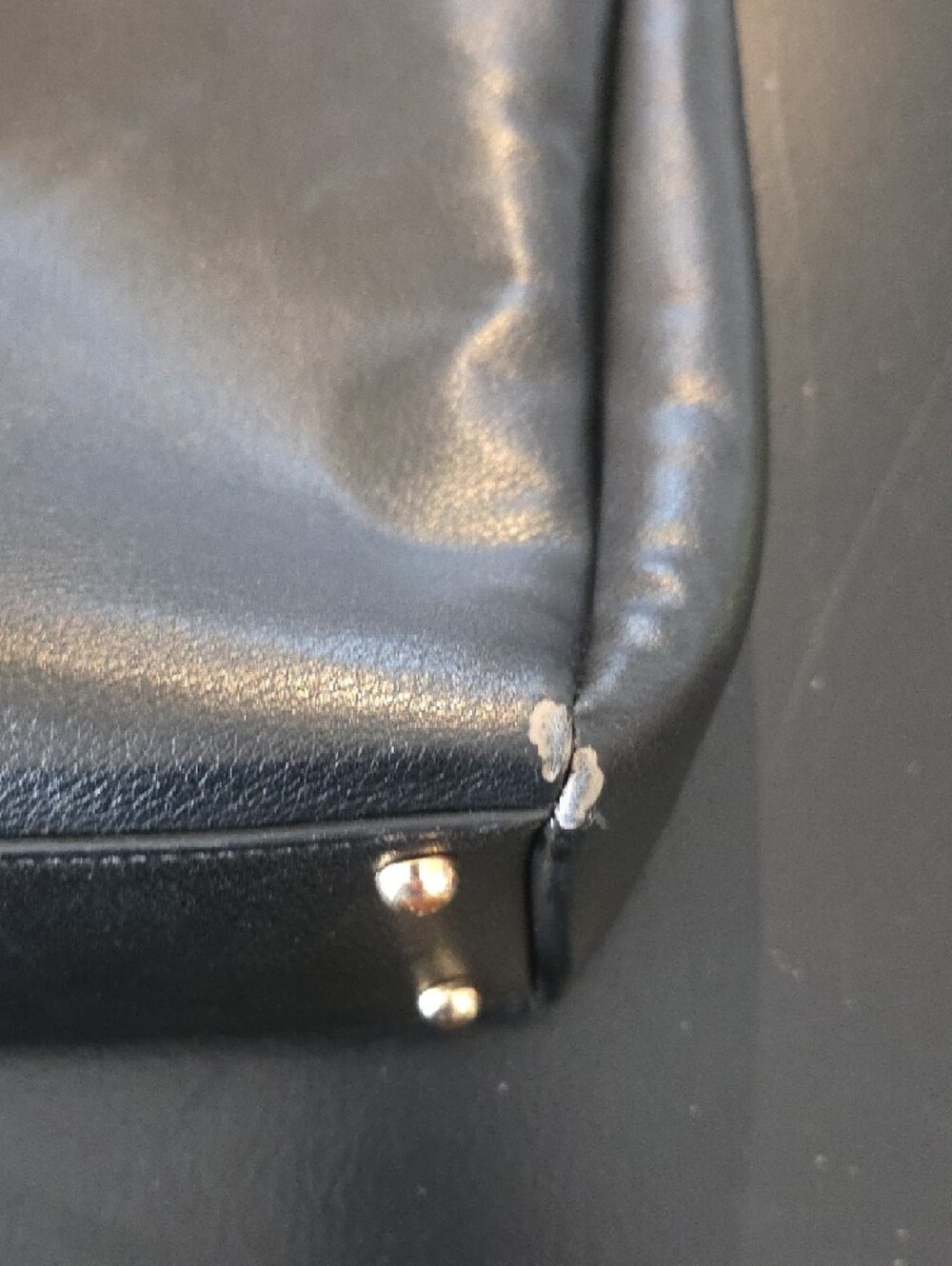 Luella Grey Black Leather Shoulder Bag with Gold Ring Accents - Picture 9 of 11